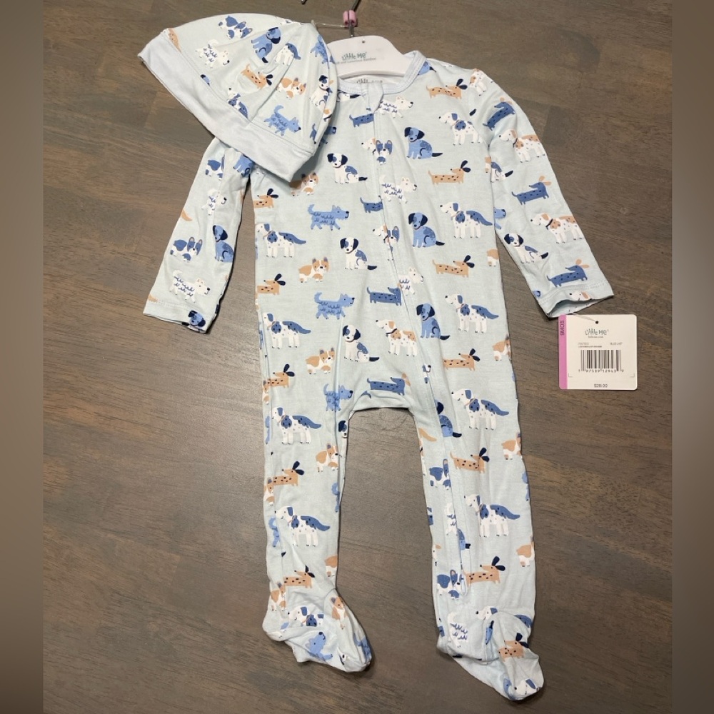 🐶 NEW! • Little Me • Bamboo Sleeper with Hat | Size: 9 months
